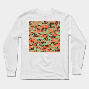 Orange Olive Digital Camouflage Long Sleeve T-Shirt